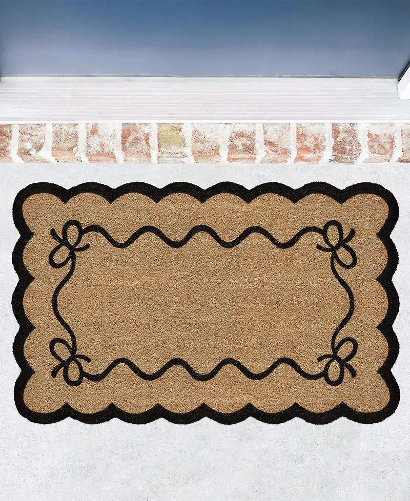Vcny Home Bow Scalloped Edge Coir Outdoor Doormat, 30" x 48"