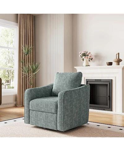 gaomon Swivel Accent Chair for Living Room,Comfy Single Sofa Chair,Modern Linen Upholstered Armchair with Ergonomic Backrest,Plush Single Sofa.