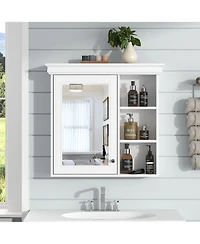 Phying White Bathroom Mirror Medicine Cabinet Wall Mounted Over Toilet Storage Organizer
