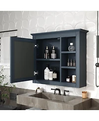 Phying Modern Wall Mounted Medicine Cabinet Bathroom Storage Cabinet with Mirror and 3 Open Shelves