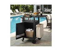 sumyeg 33.9-Inch Outdoor Grill Cart with Drop Leaf, Stainless Steel Top, Storage Cabinet and Wheels