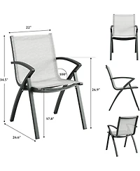 gaomon Modern Aluminum Outdoor Dining Chair- Quick-Dry Textilene- Ergonomic for Patio Poolside Restaurant