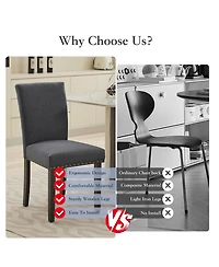 gaomon Upholstered Fabric Parsons Dining Chairs with Nailhead Trim and Solid Wood Legs