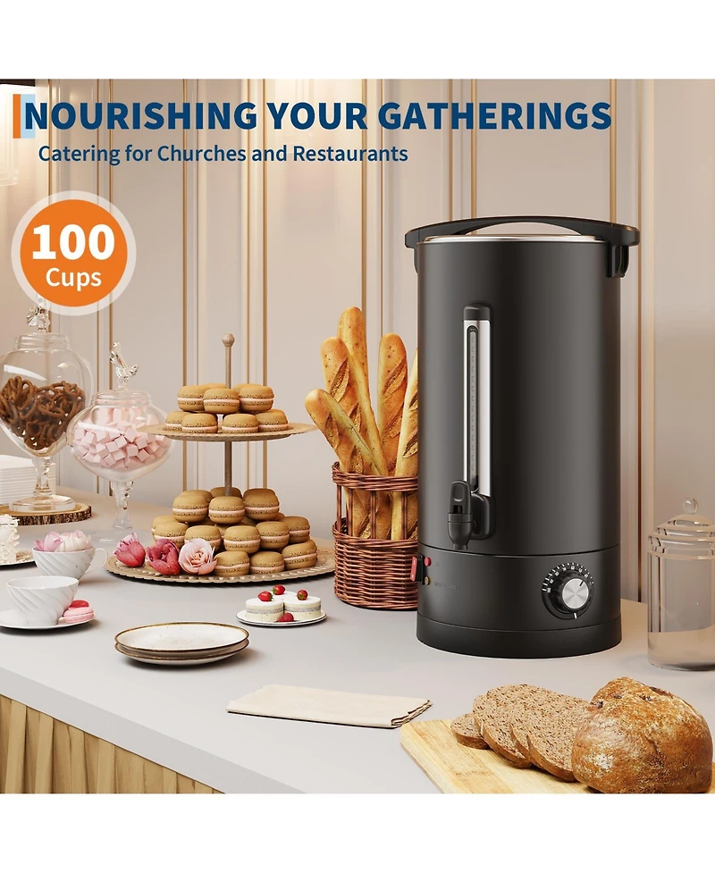 gaomon 14L Double Wall Commerical Coffee Urn, Hot Coffee Dispenser, Black for Wedding, Buffet, Catering, Events, Outdoor Bar