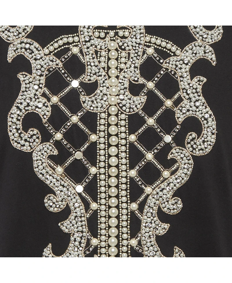 Pre-Owned Balmain Women's Pearl Embellished Jersey T-Shirt
