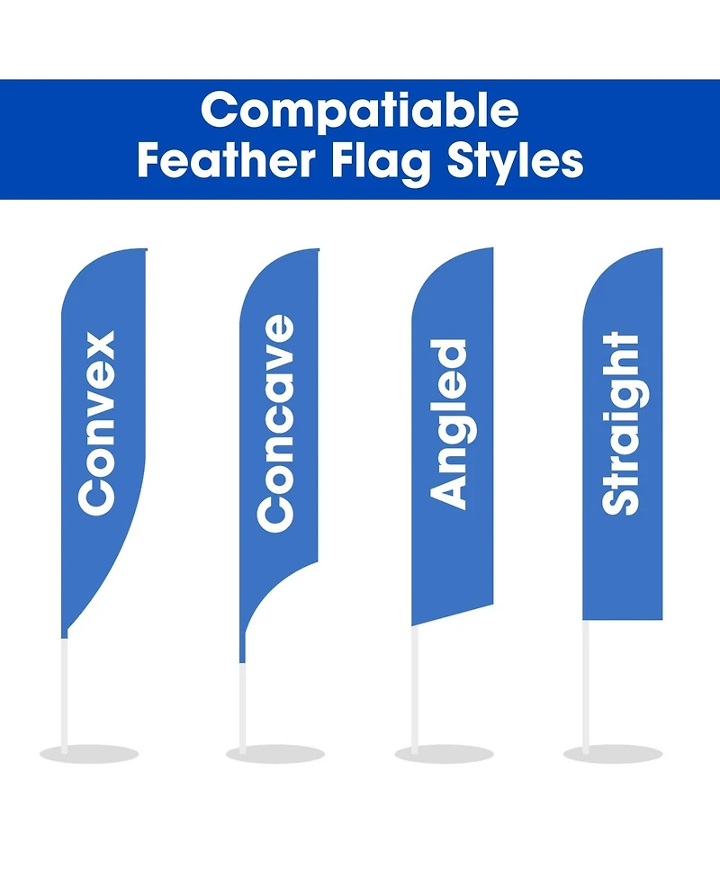 InstaHibit 10 Pack 11ft Feather Flag Pole Kit with 20" Ground Spike Flag Base