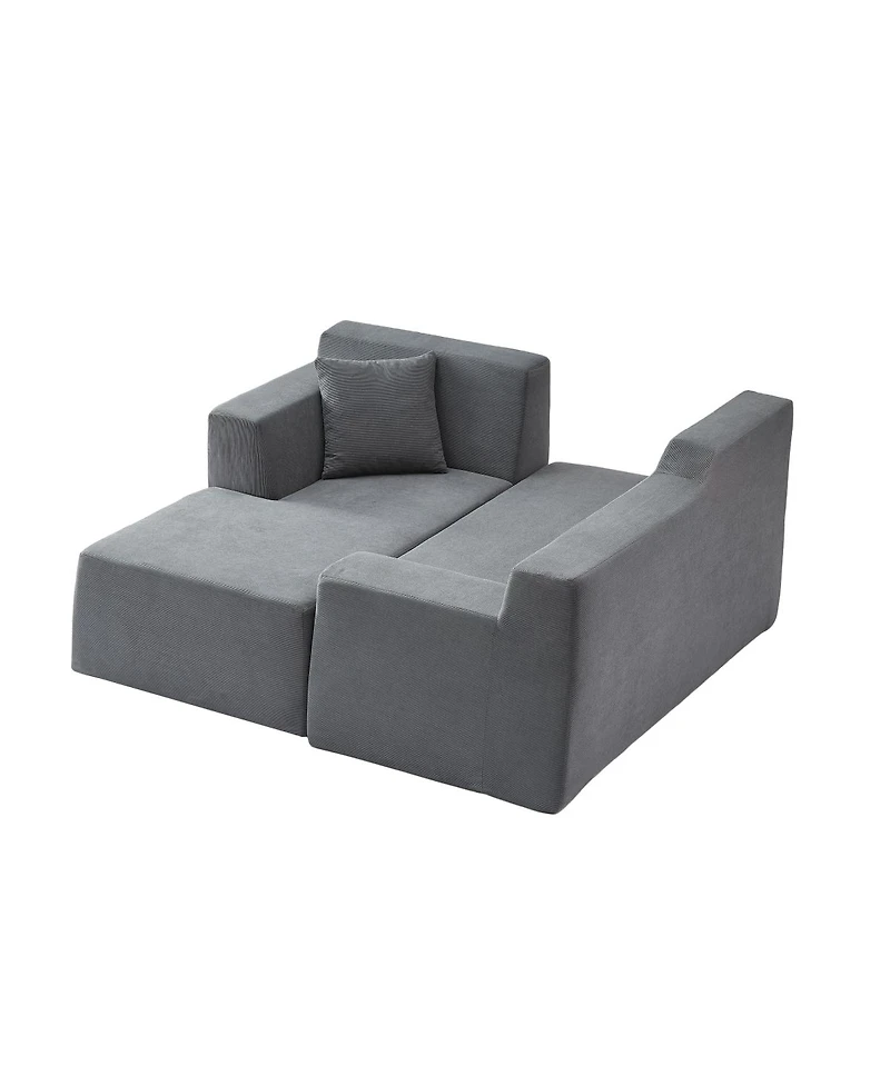 Streamdale Furniture Modern minimalist L-shaped corduroy high back sofa