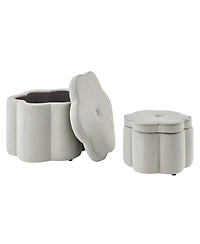 Streamdale Furniture Velvet Storage Ottoman Set of 2