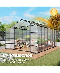 Streamdale Furniture Windproof Aluminum Greenhouse 10x14 Ft Polycarbonate Walk-in All Season