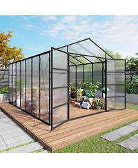 Streamdale Furniture Windproof Aluminum Greenhouse 10x14 Ft Polycarbonate Walk-in All Season