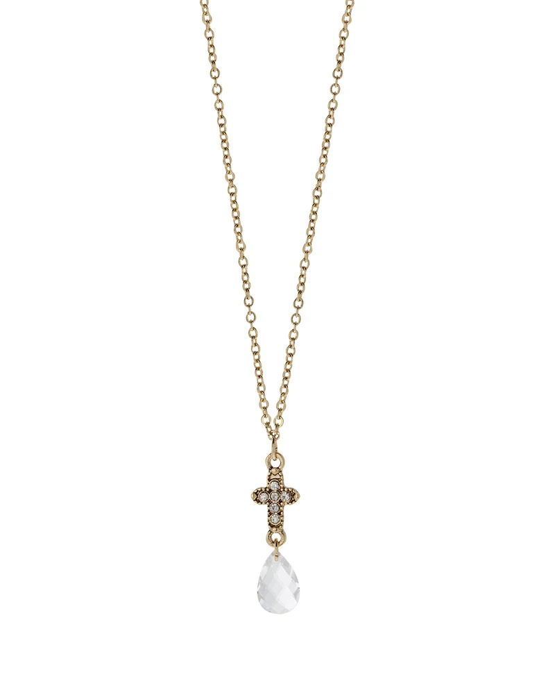 Symbols of Faith Gold-Tone Our Lady of Guadalupe Oval Pendant Blue Glass Bead 20" Necklace