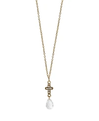 Symbols of Faith Gold-Tone Our Lady of Guadalupe Oval Pendant Blue Glass Bead 20" Necklace