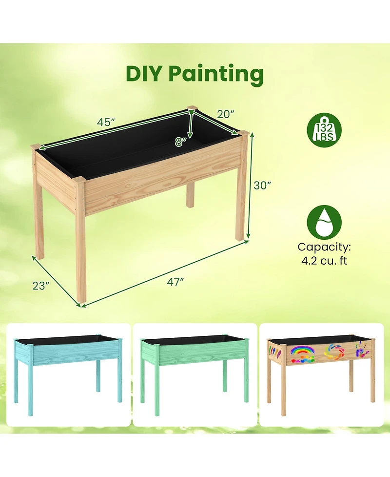Slickblue Wooden Raised Garden Bed for Vegetables and Plants