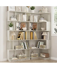 Streamdale Furniture 2-Piece Shape Corner Bookcase Set, Space Saving, Light and More