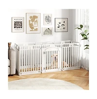 Ruie 8-Panel Plastic Dog Fence Indoor Outdoor Pen with Locking Door