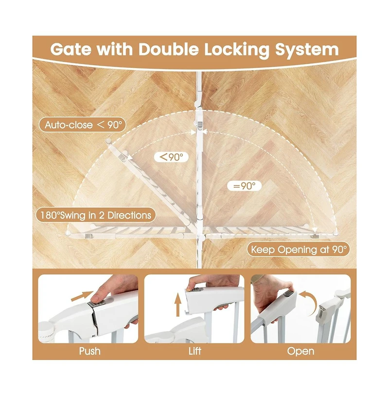 Ruie 6-Panel Extra Wide Adjustable Pet Safety Gate Fits 34.5-154 in Openings