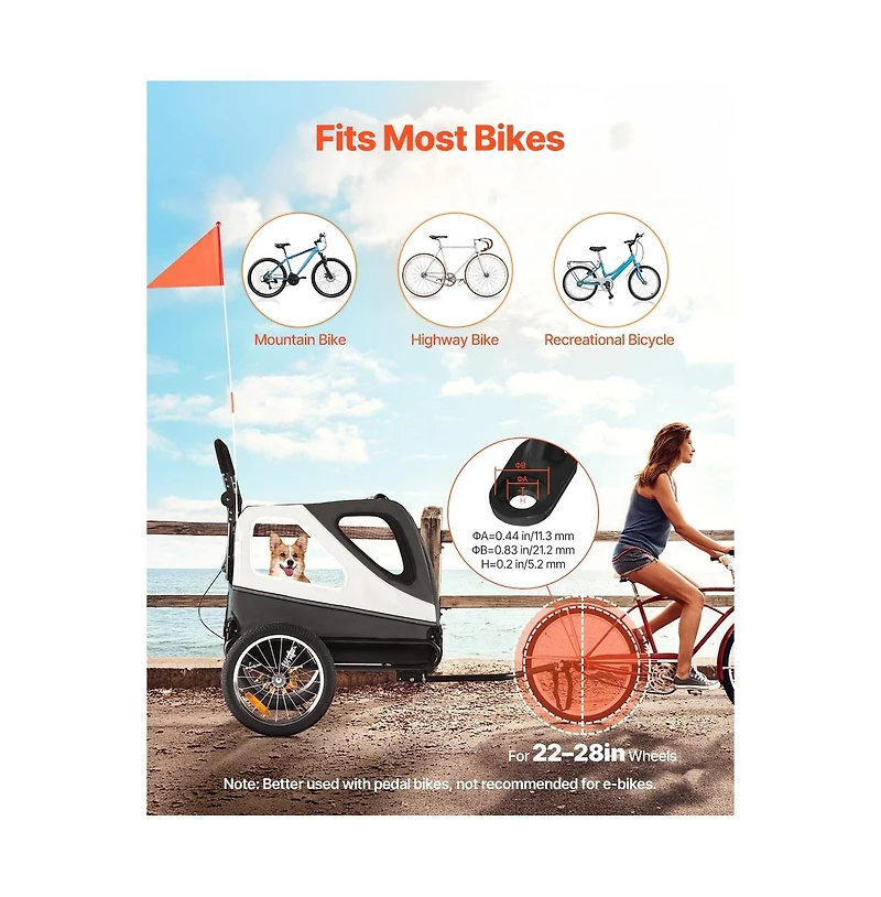 Ruie 2 in 1 Pet Bike Trailer and Stroller Cart for Small Large Dogs up to 100 lbs