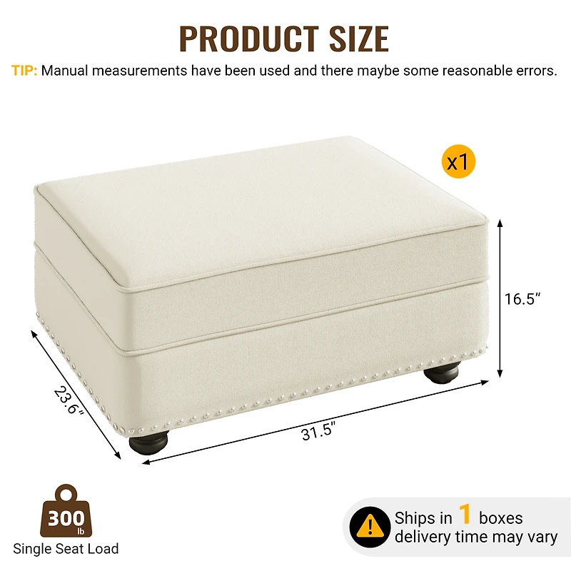 Streamdale Furniture Velvet Ottoman for Sofas