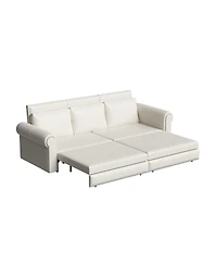 Streamdale Furniture Chesterfield Faux Leather Sleeper Sofa with Nailhead Trim