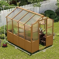 Streamdale Furniture 6x8 Ft Wooden Walk-in Greenhouse with Polycarbonate Panels & Vents