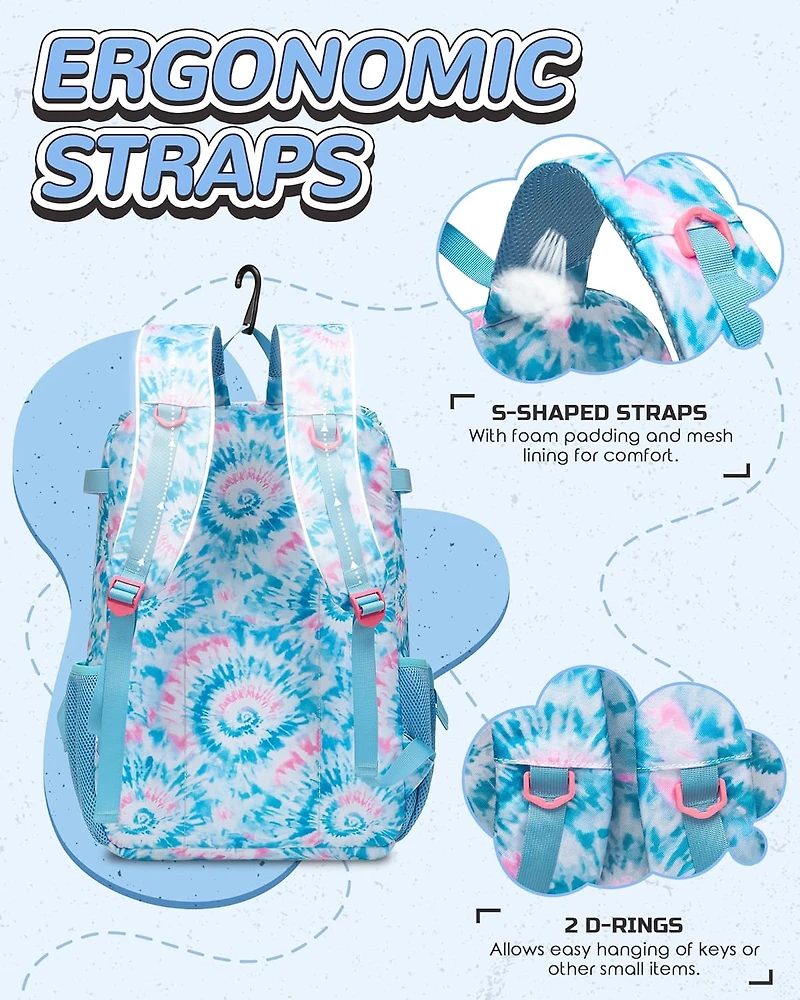 Furlihong Tie-Dye Pattern Baseball and Softball Gear Backpack for Kids Ages 8-14, Youth Bat Bag with Ventilated Shoe Compartment for Cleats, Glove