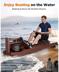 Fed Fitness Pro Wood Water Rowing Machine, Upgraded Ergonomic Frame, 400 Lbs Weight Capacity, Foldable, Large Leak-Proof Tank, Bluetooth App