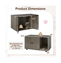 Ruie 35.5 Inch Wooden Hidden Cat Litter Box Enclosure Cabinet with Scratching Board