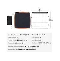 Ruie 8 Panel Foldable Metal Dog Exercise Pen 24 in Tall Square Panels