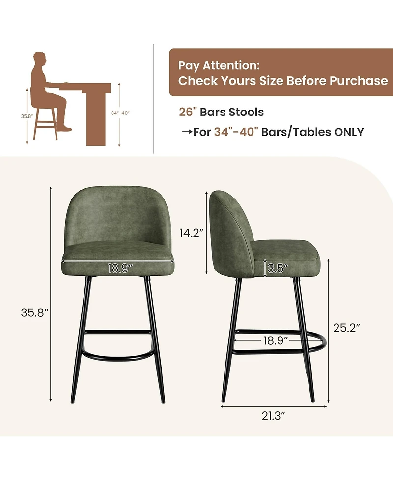 homfan 2/4 Pieces Faux Sherpa Upholstered Barstools with Back and Arc Footrest, 26" Modern Island Stools Bistro and Dining Area