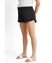 Hello Miz Maternity Smocked Ruffle Lounge Shorts