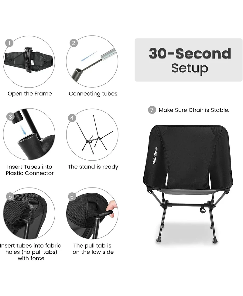 Piscifun Portable Camping Chair Folding Compact Lawn Lightweight Backpacking with Carry Bag for Outdoor Hiking Beach Travel Picnic Festival