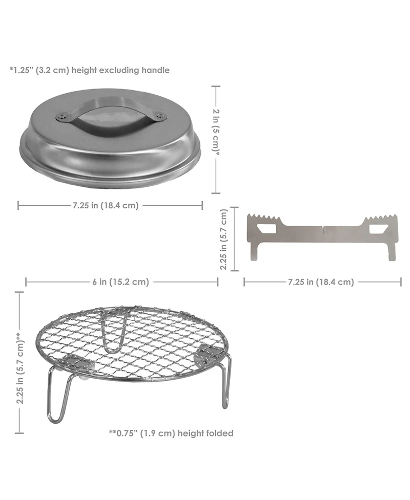 Sunnydaze Decor 3-Piece Stainless Steel Smokeless Fire Pit Accessory Kit