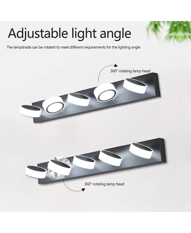Busdays 37 Inch Modern 5 Light Led Vanity Light Sleek Black Bathroom Wall Light Fixture for Mirror Shower and Bathroom Decor
