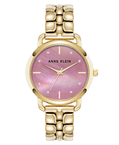 Anne Klein Women's Quartz Round Gold-Tone Alloy Metal Bracelet Watch 30mm