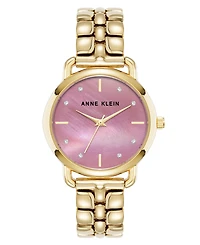Anne Klein Women's Quartz Round Gold-Tone Alloy Metal Bracelet Watch 30mm