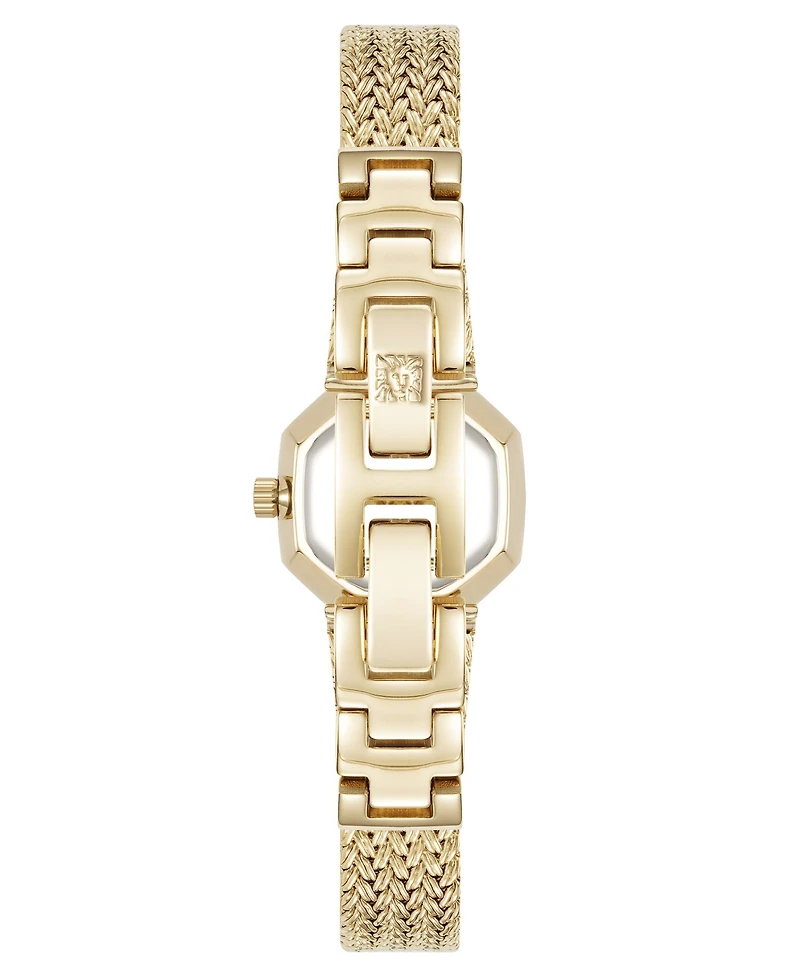 Anne Klein Women's Quartz Hexagonal Gold-Tone Stainless Steel Mesh Crystal Bracelet Watch 21.5mm