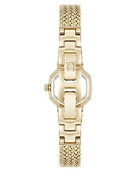 Anne Klein Women's Quartz Hexagonal Gold-Tone Stainless Steel Mesh Crystal Bracelet Watch 21.5mm