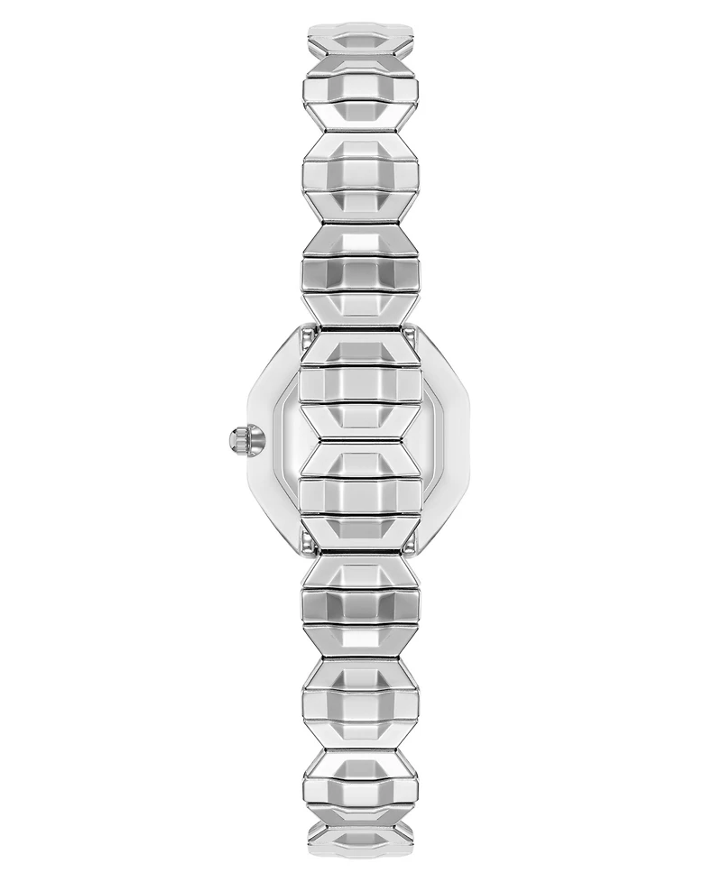 Anne Klein Women's Quartz Octagonal Crystal Accented Dial Silver-Tone Stainless Steel Expansion Band Watch 24mm