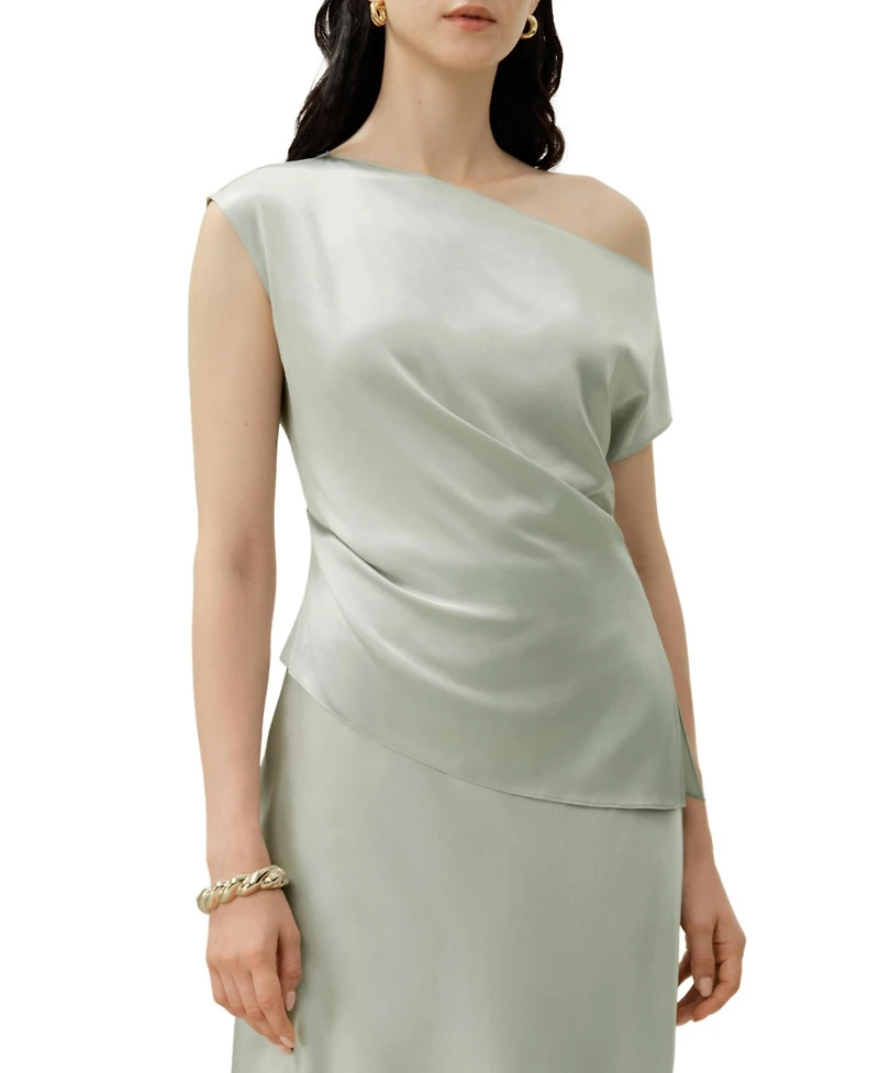 Lilysilk Women's Stretch Charmeuse Asymmetric Top