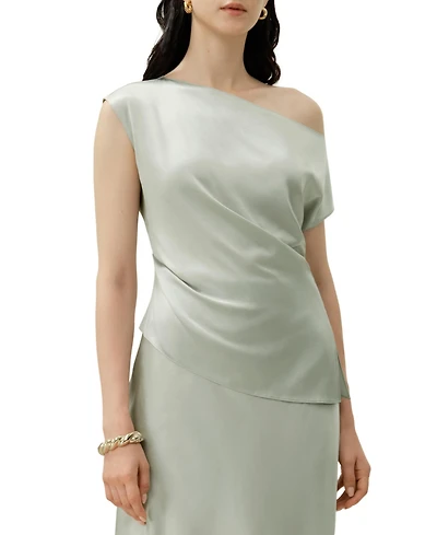Lilysilk Women's Stretch Charmeuse Asymmetric Top