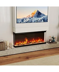 Costway 40" Wide 3-Sided Electric Fireplace Insert with Remote Control 12 Flame Colors