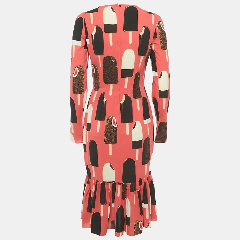 Pre-Owned Dolce & Gabbana Women's Gelato Popsicle-Print Silk Charmeuse Dress
