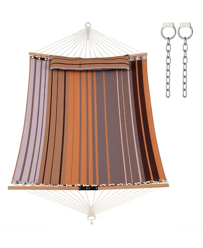 Sugift Foldable Patio Hammock Swing Chair Bed with Detachable Pillow