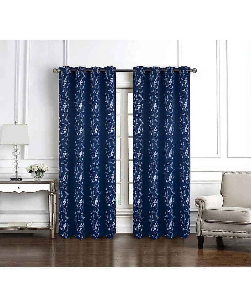 Rt Designers Collection Rt Designer Collection Lilian Embroidered Blackout Luxurious Decorative Grommet Curtain Panel