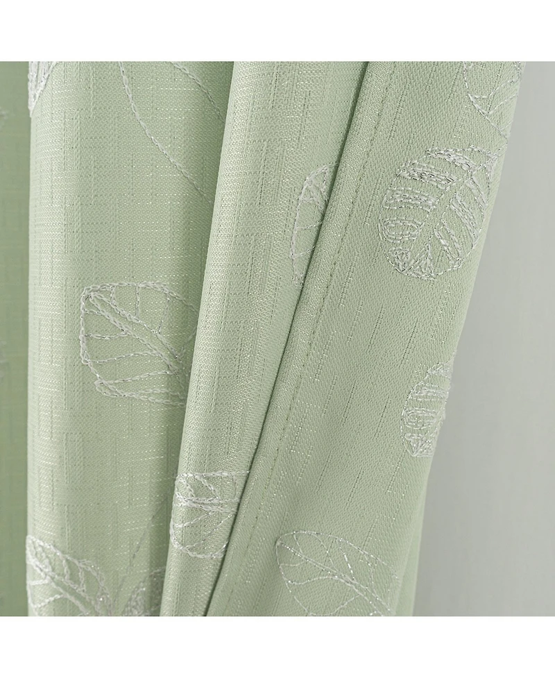 Rt Designers Collection 100 percentage Polyester 140 Gsm Reed Embroidered Grommet Curtain Panel