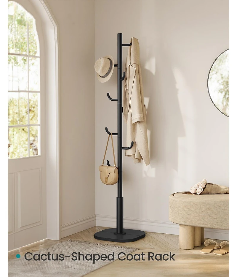 Slickblue Modern Cactus Style Coat Rack Stand with Durable Hooks Storage