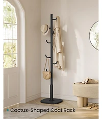 Slickblue Modern Cactus Style Coat Rack Stand with Durable Hooks Storage