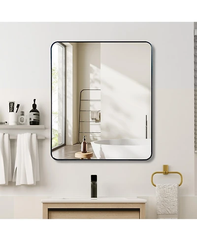 Rainsken 30 "x36" Rectangular Bathroom Mirror, Modern Wall Mounted Vanity Mirror with Shatterproof Film