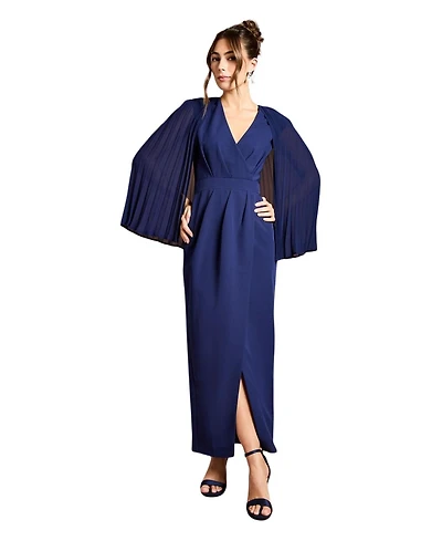 Coast Women's Pleated Cape Detail Crepe Pencil Dress