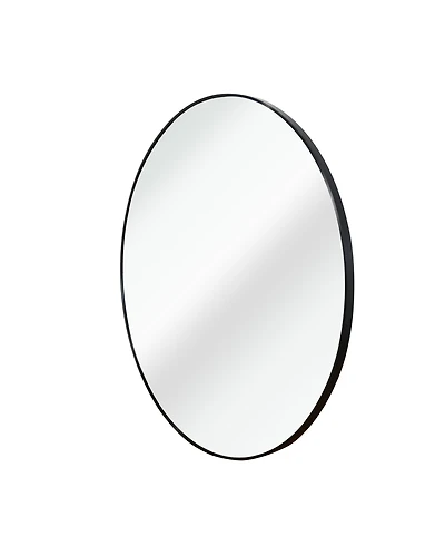 Rainsken Round Bathroom Mirror, 24 Inch Wall Mounted Shatterproof Hd Glass Mirror with Metal Frame for Bathroom